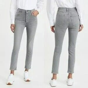 Agolde High-Rise Slim-Fit Jeans Womens 29 Gray Organic Cotton Blend